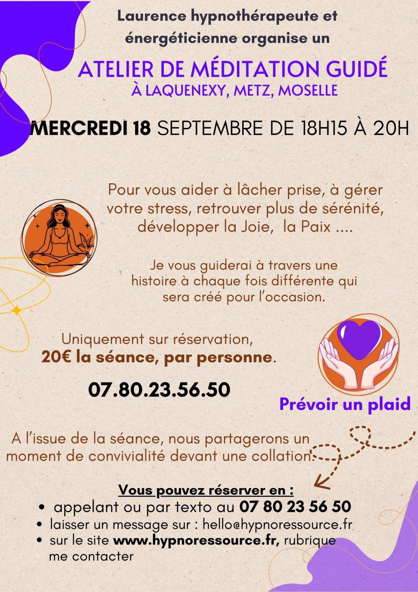Atelier méditation guidée avec l'hypnose à Metz - Laurence