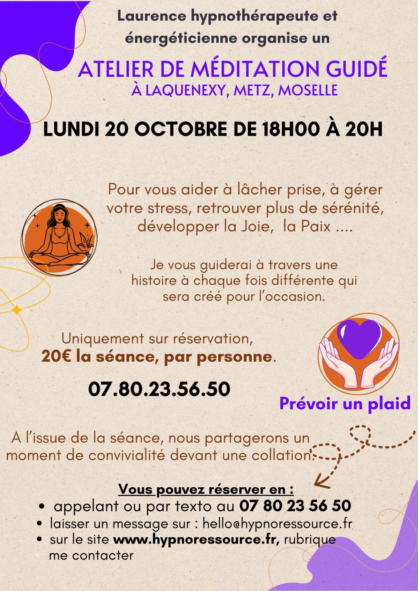 Atelier méditation guidée avec l'hypnose à Metz - Laurence